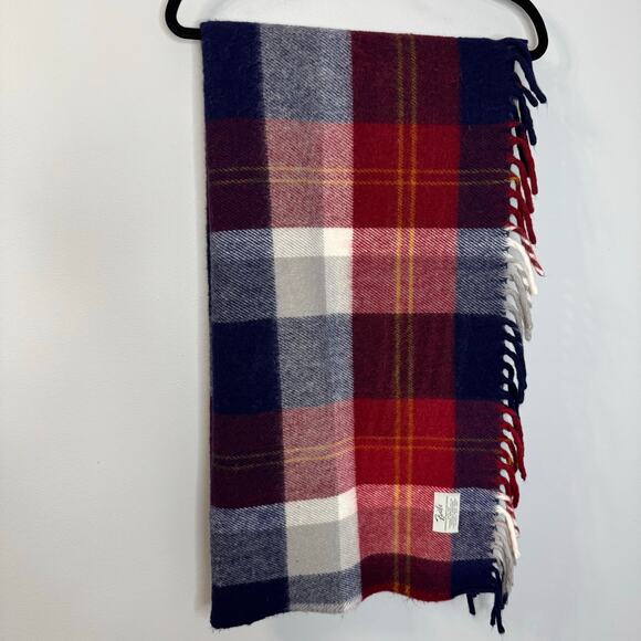 Vintage Faribo Faribault Woolen Mill Company Plaid Red Blue Wool Throw Blanket - Picture 7 of 7
